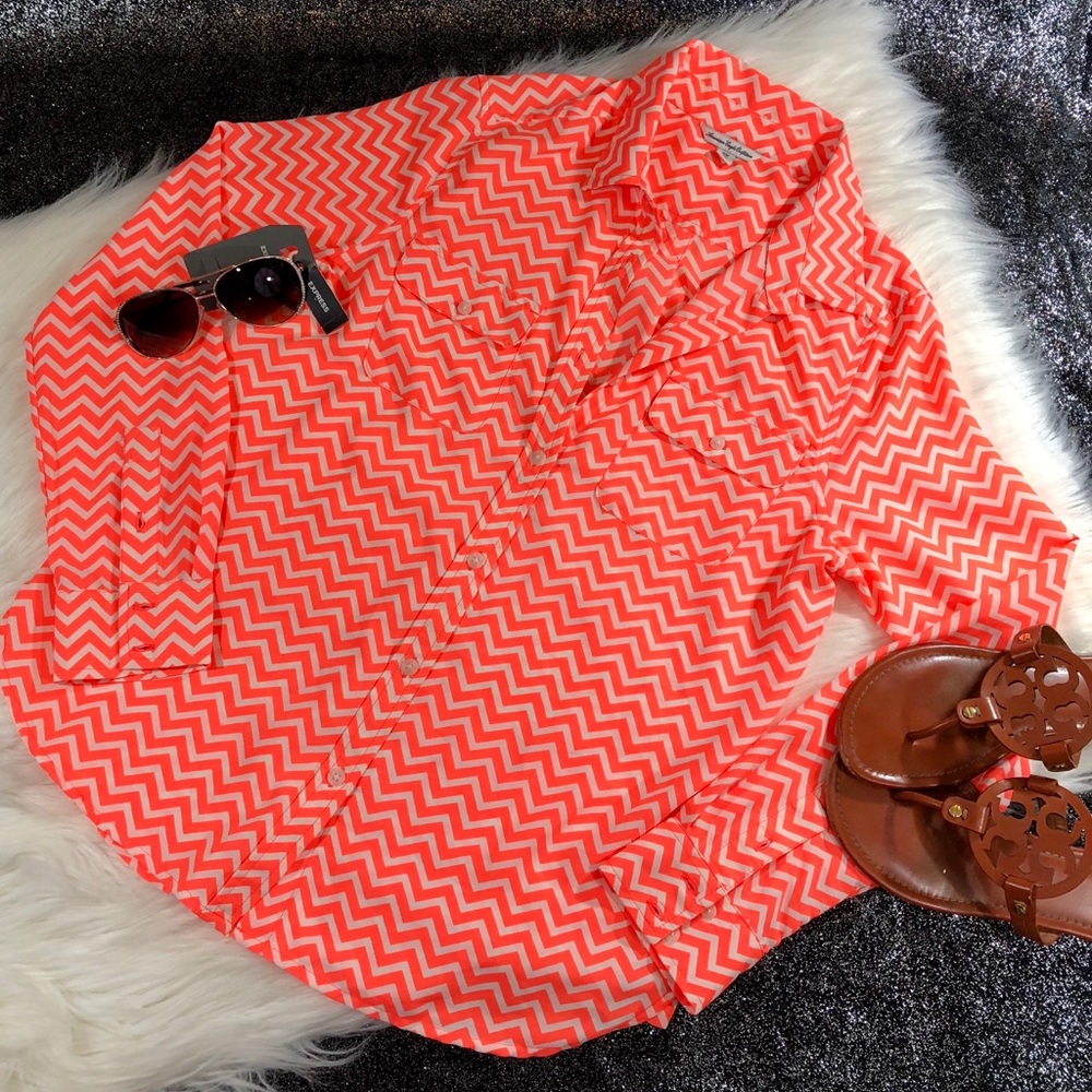 Chevron portofino button up shirt